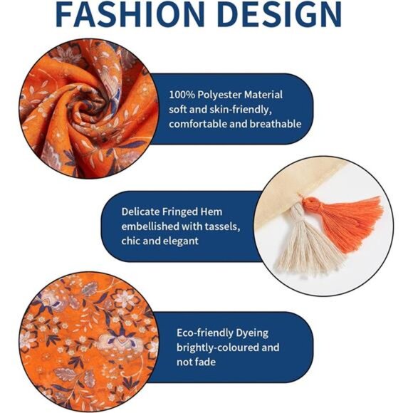 Scarf for Women Lightweight Soft Floral Leopard Printed Scarves - Picture 2 of 8